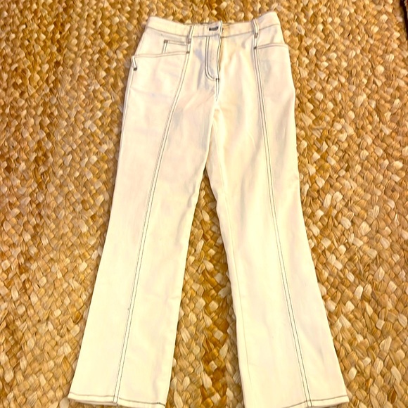 Mugger white high waisted denim w navy piping size 36 worn once